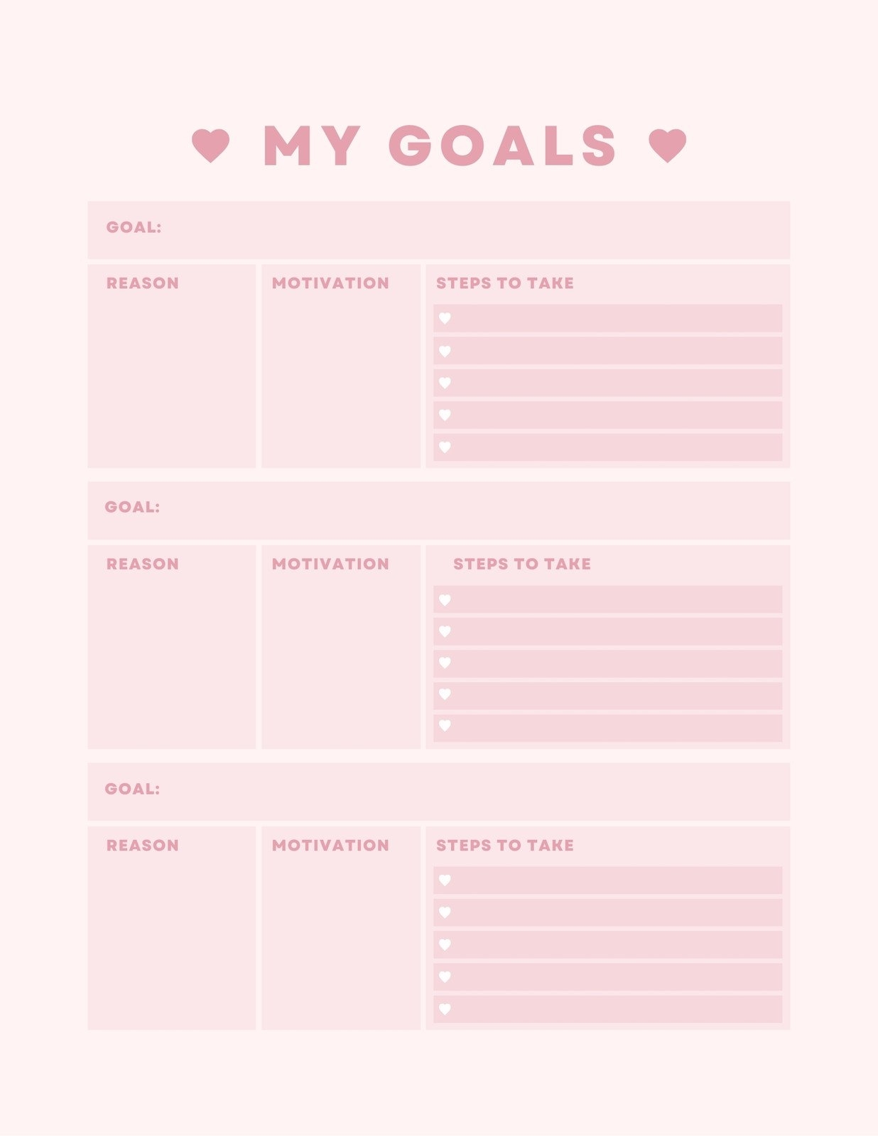 Free And Customizable Goals Templates Free And Customizable Goals Templates