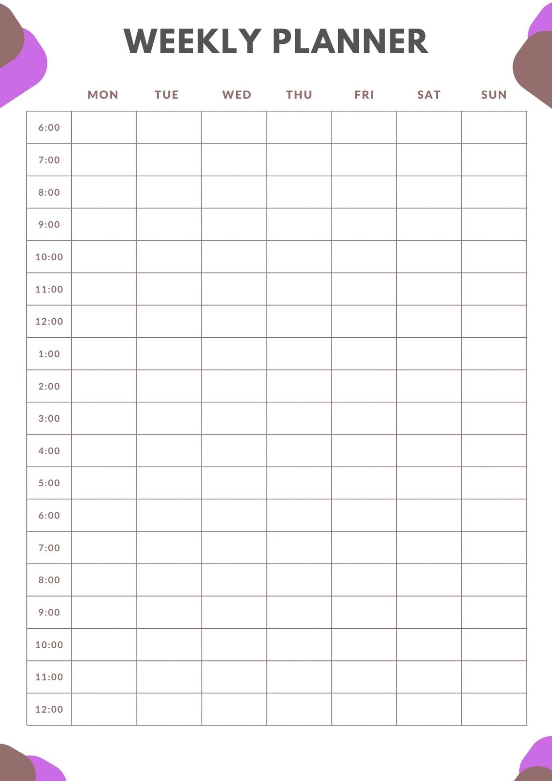 Free And Customizable Weekly Planner Templates Worksheets Library