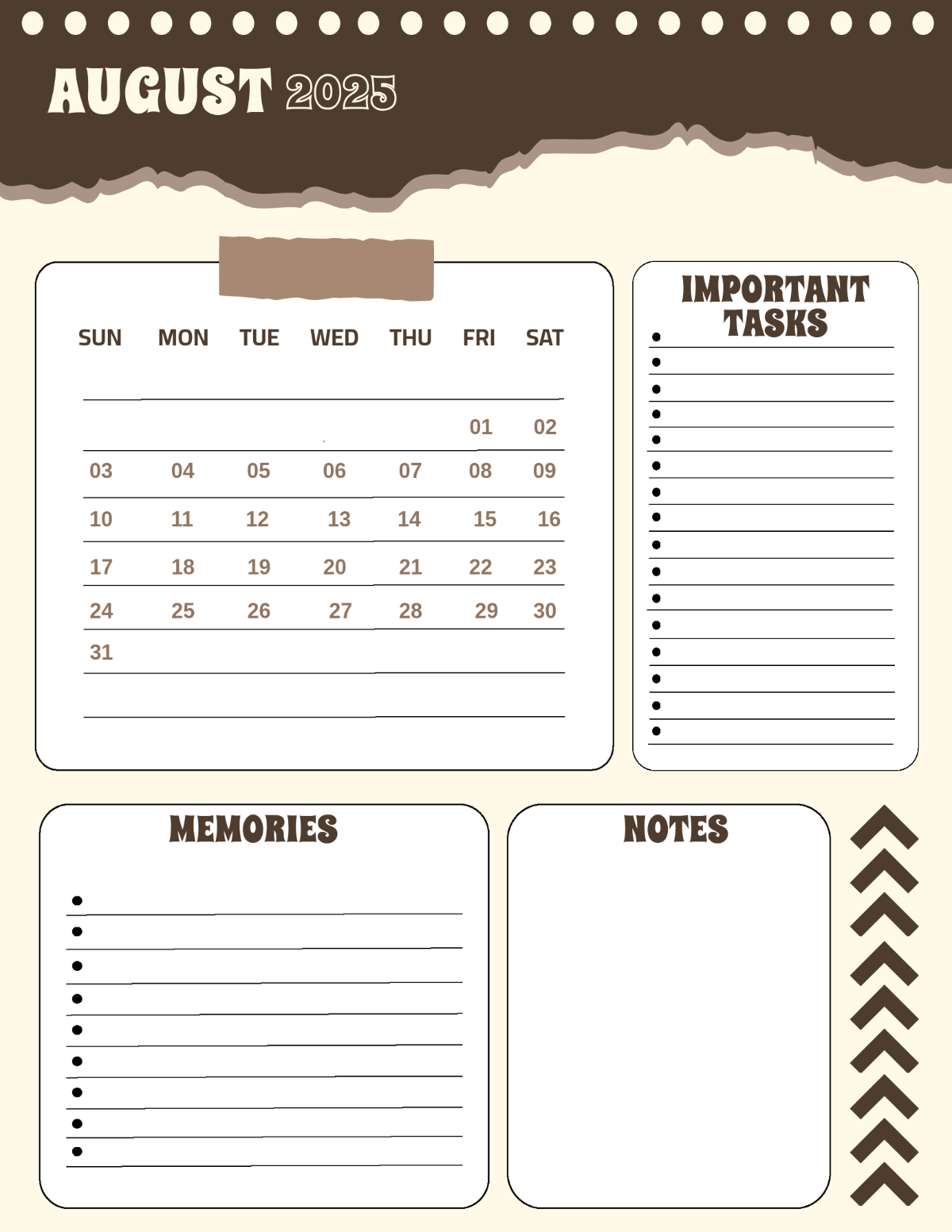 Free August 2025 Scrapbook Editable Calendar Template To Edit Online