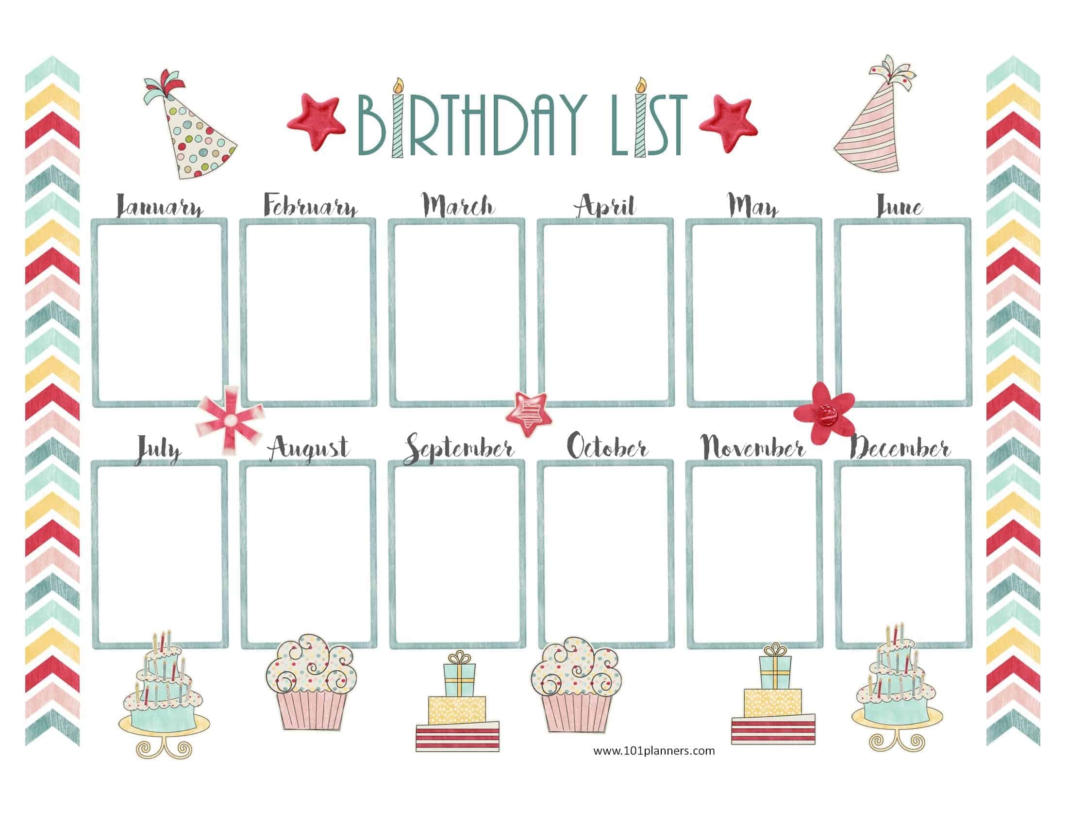 Free Birthday Calendar Template Printable U0026 Customizable