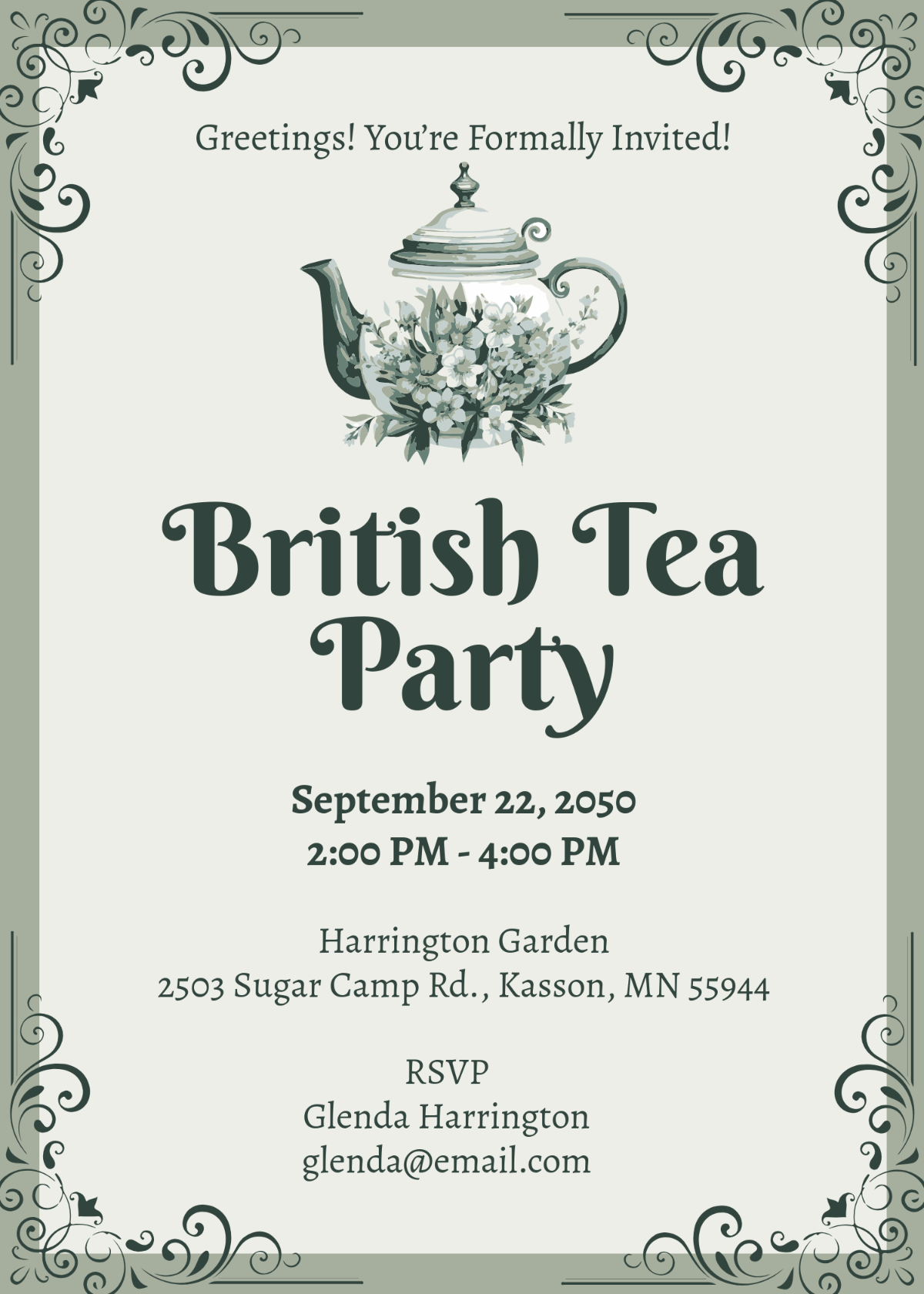 Free Blank British Tea Party Invitation Template To Edit Online