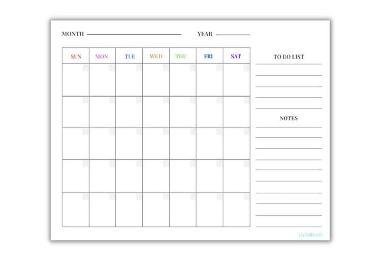 FREE Blank Undated Monthly Calendar Printable Template Love Our Real Life