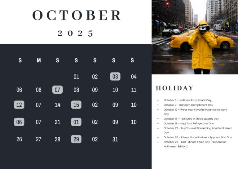 Free Blue October 2025 Calendar Gift Template To Edit Online