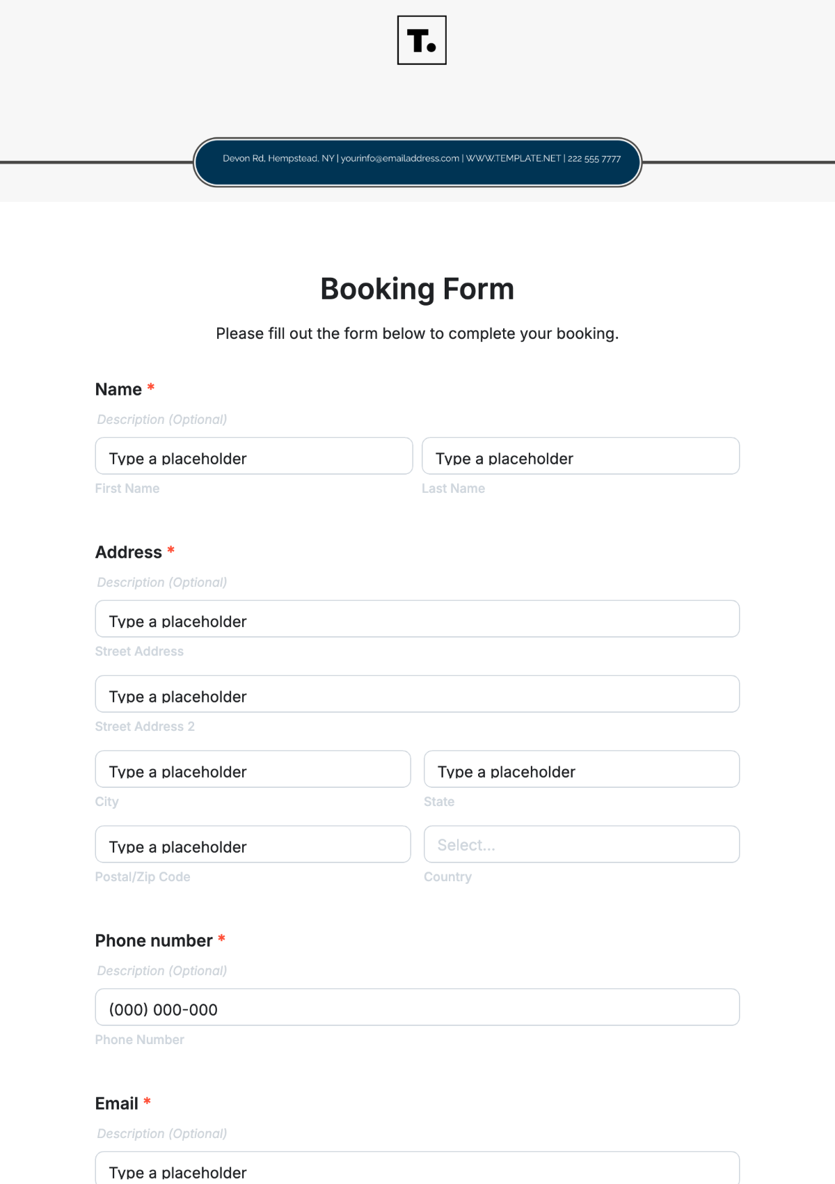 Free Booking Form Templates To Edit Online