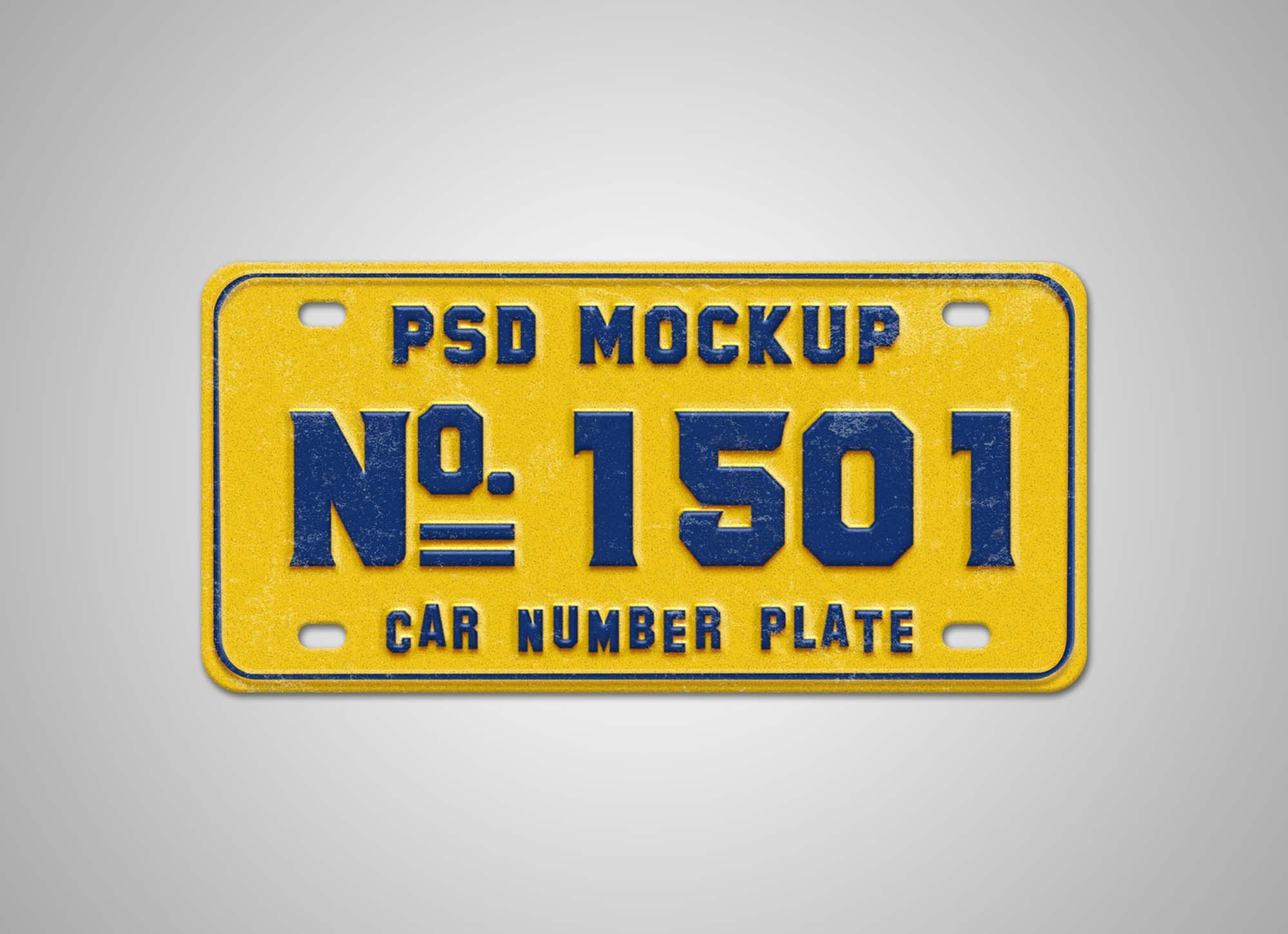 Free Car Number Plate Mockup PSD 