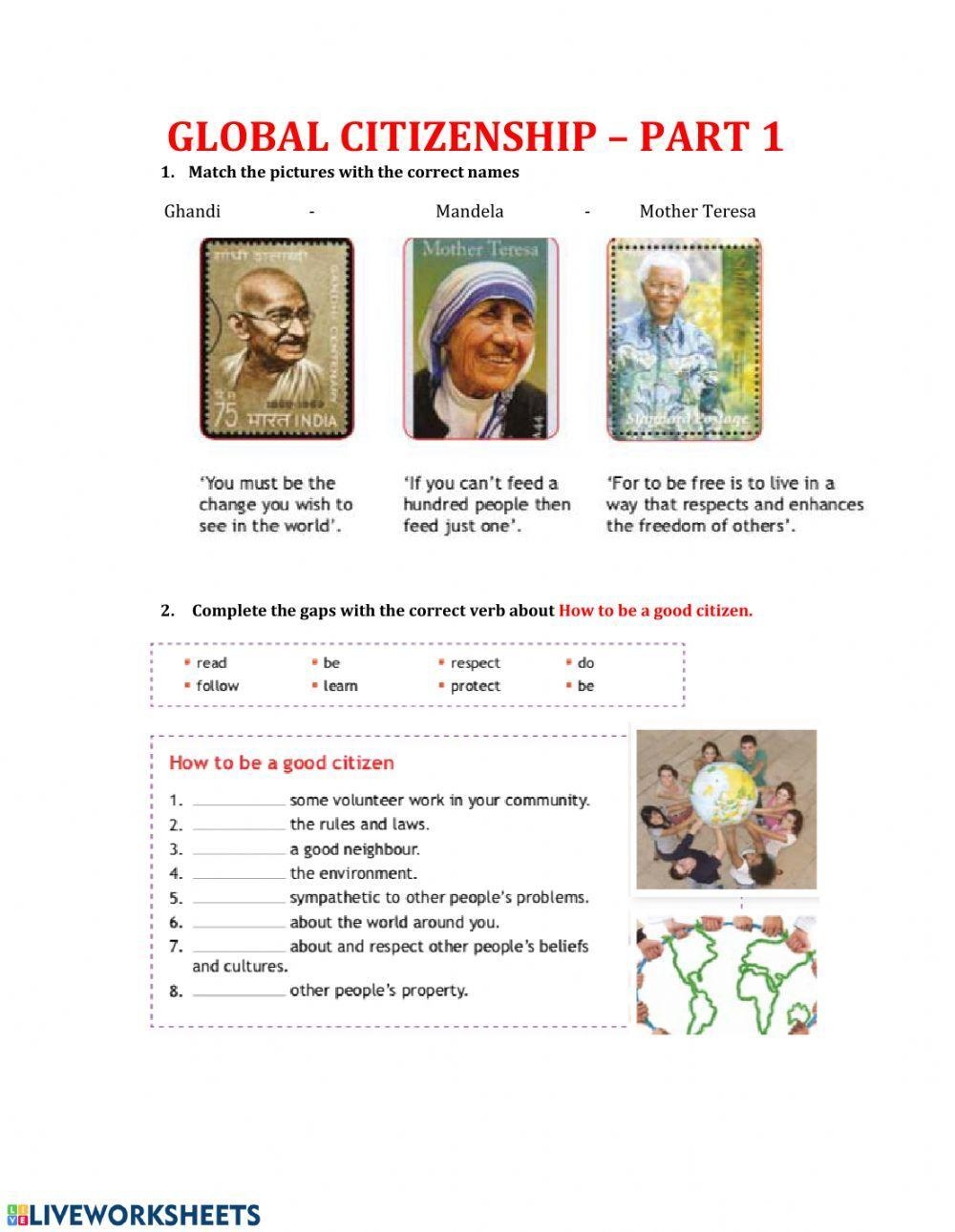 Printable Citizenship Worksheets Pdf