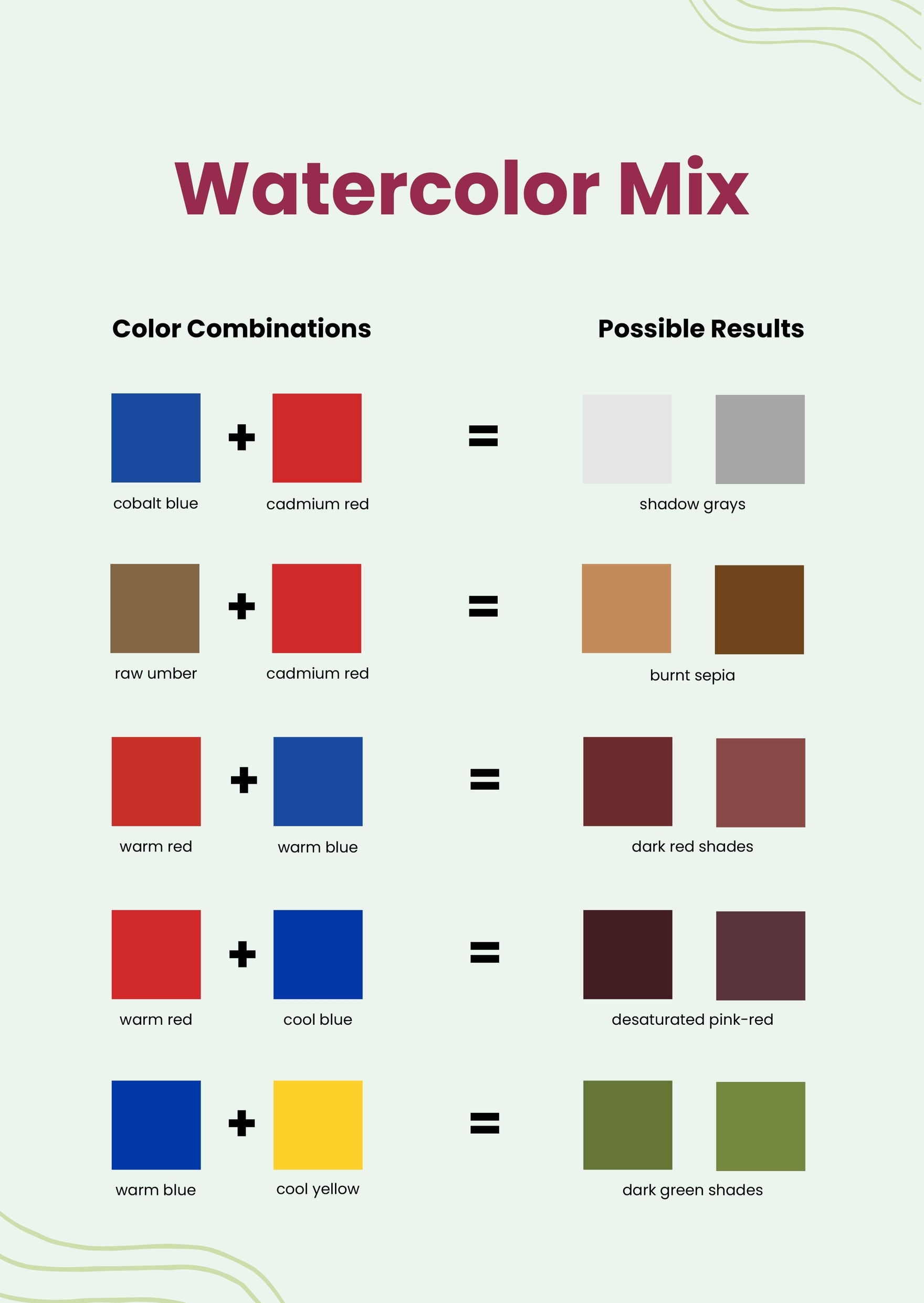 Printable Colour Mixing Chart Printable Colour Mixing Chart