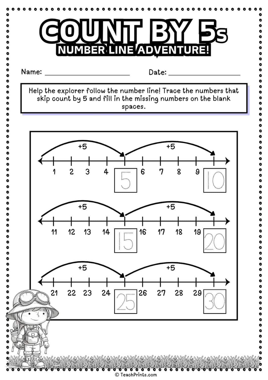 Free Count By 5s Worksheets Teach Prints