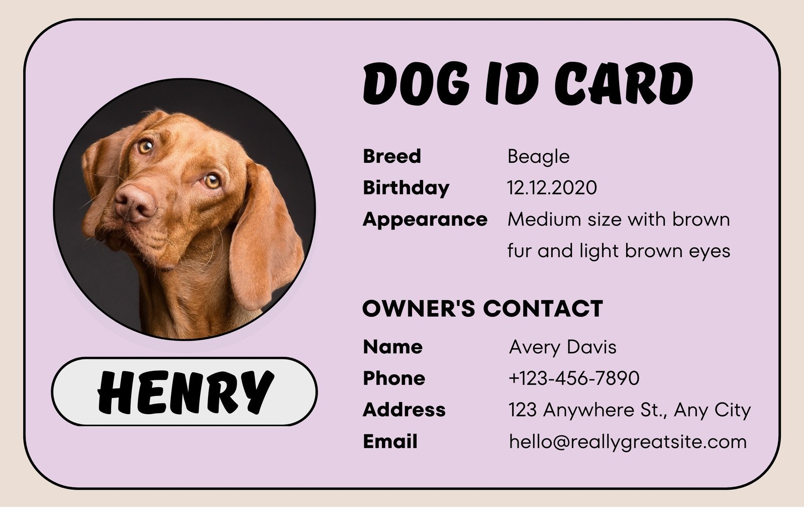 Free Custom Printable Dog ID Card Templates Canva Free Custom Printable Dog ID Card Templates Canva