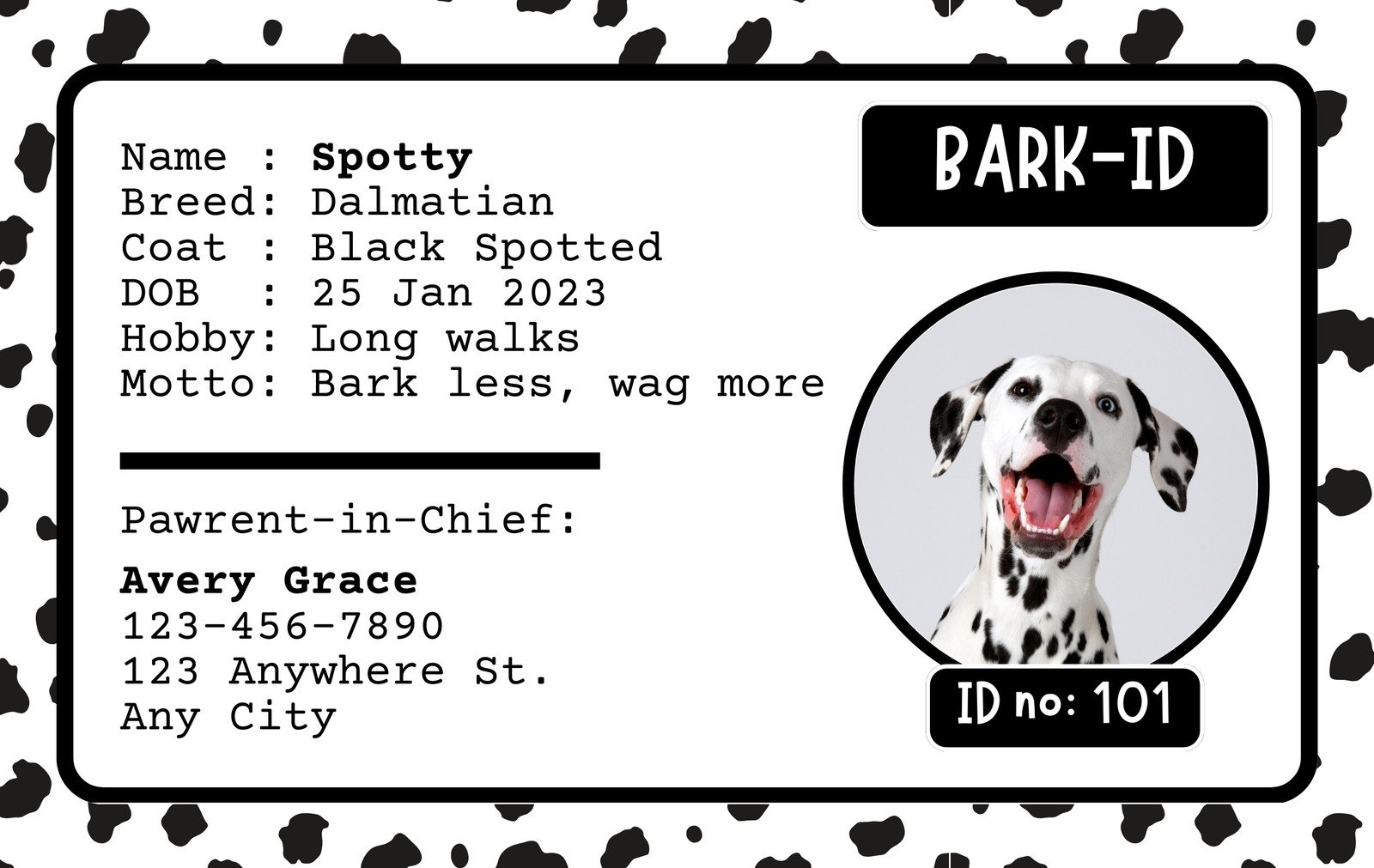 Free Custom Printable Dog ID Card Templates Canva Free Custom Printable Dog ID Card Templates Canva