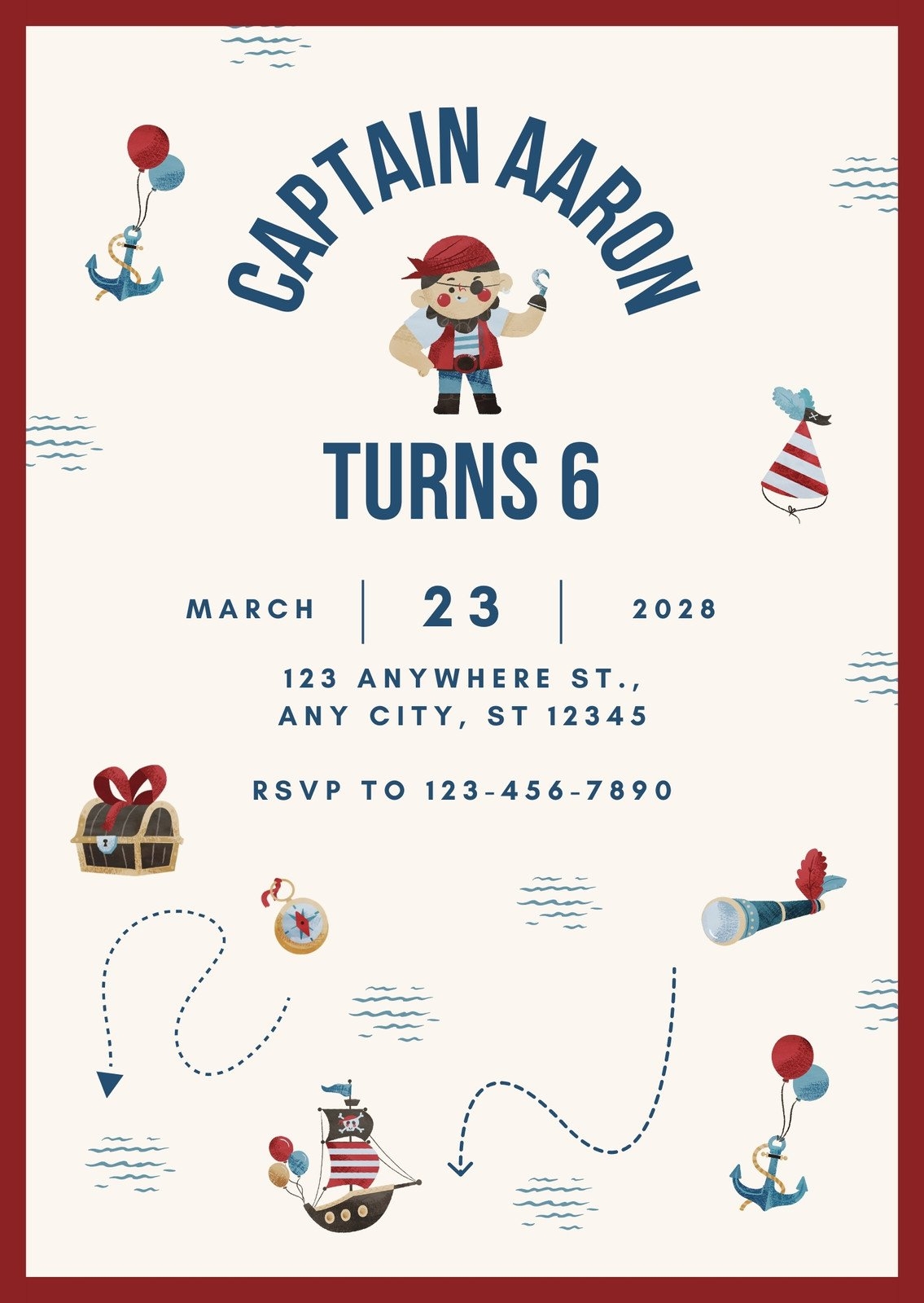 Free Custom Printable Pirate Party Invitation Templates Canva