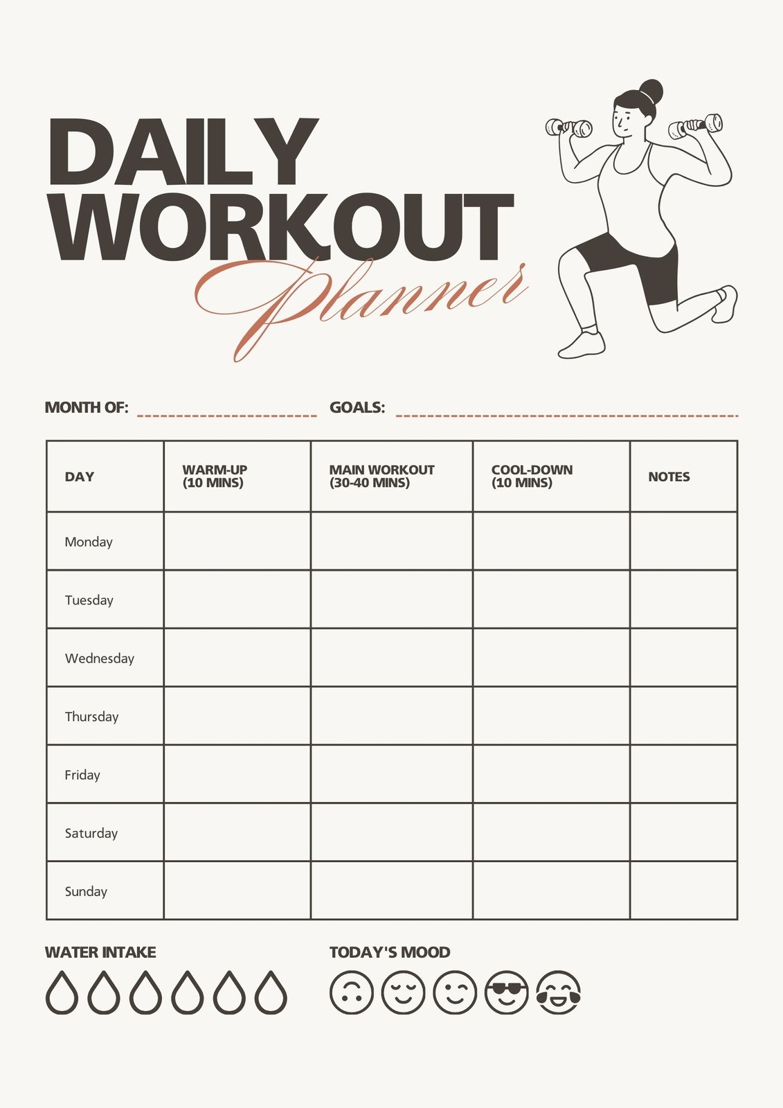 Printable Workout Chart