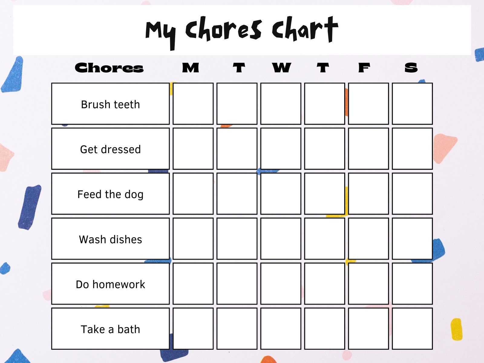 Free Chore Chart Printable