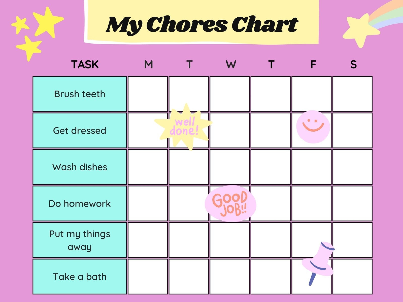Free Customizable Chore Chart Templates To Print Canva