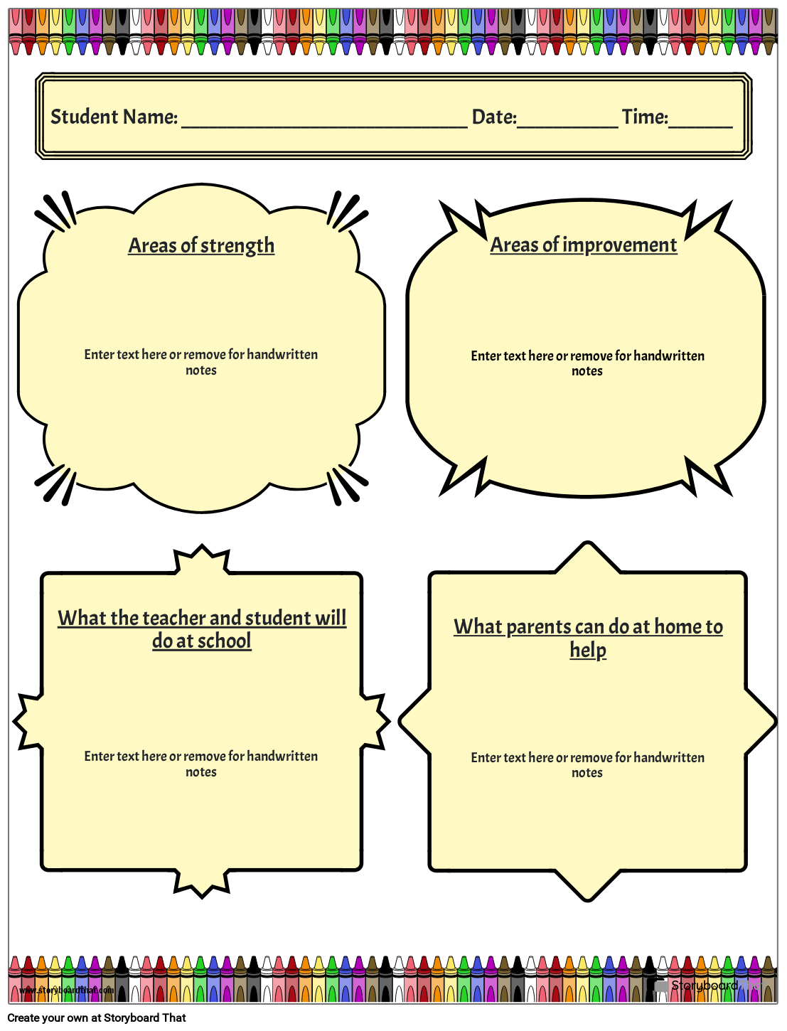 Free Printable Parent Teacher Conference Template