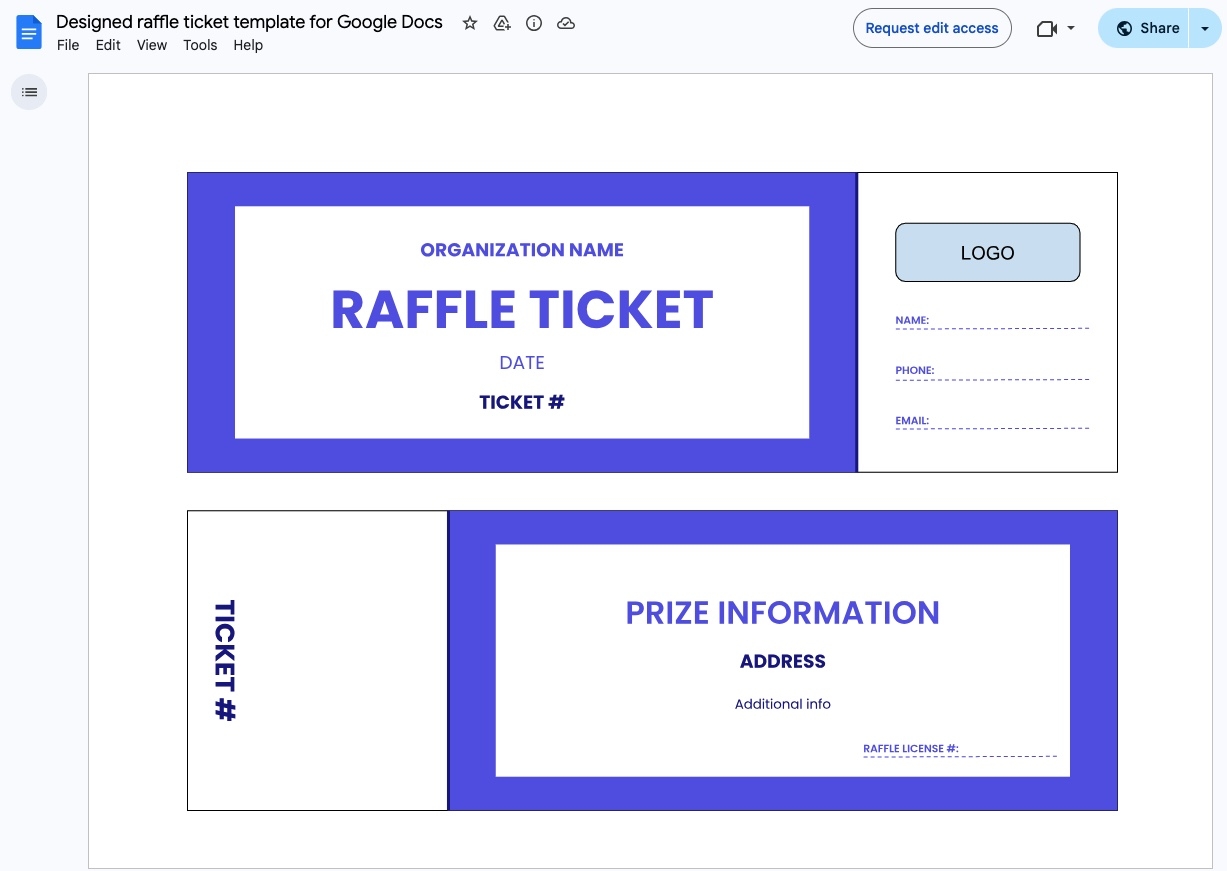 Free Printable Numbered Ticket Template