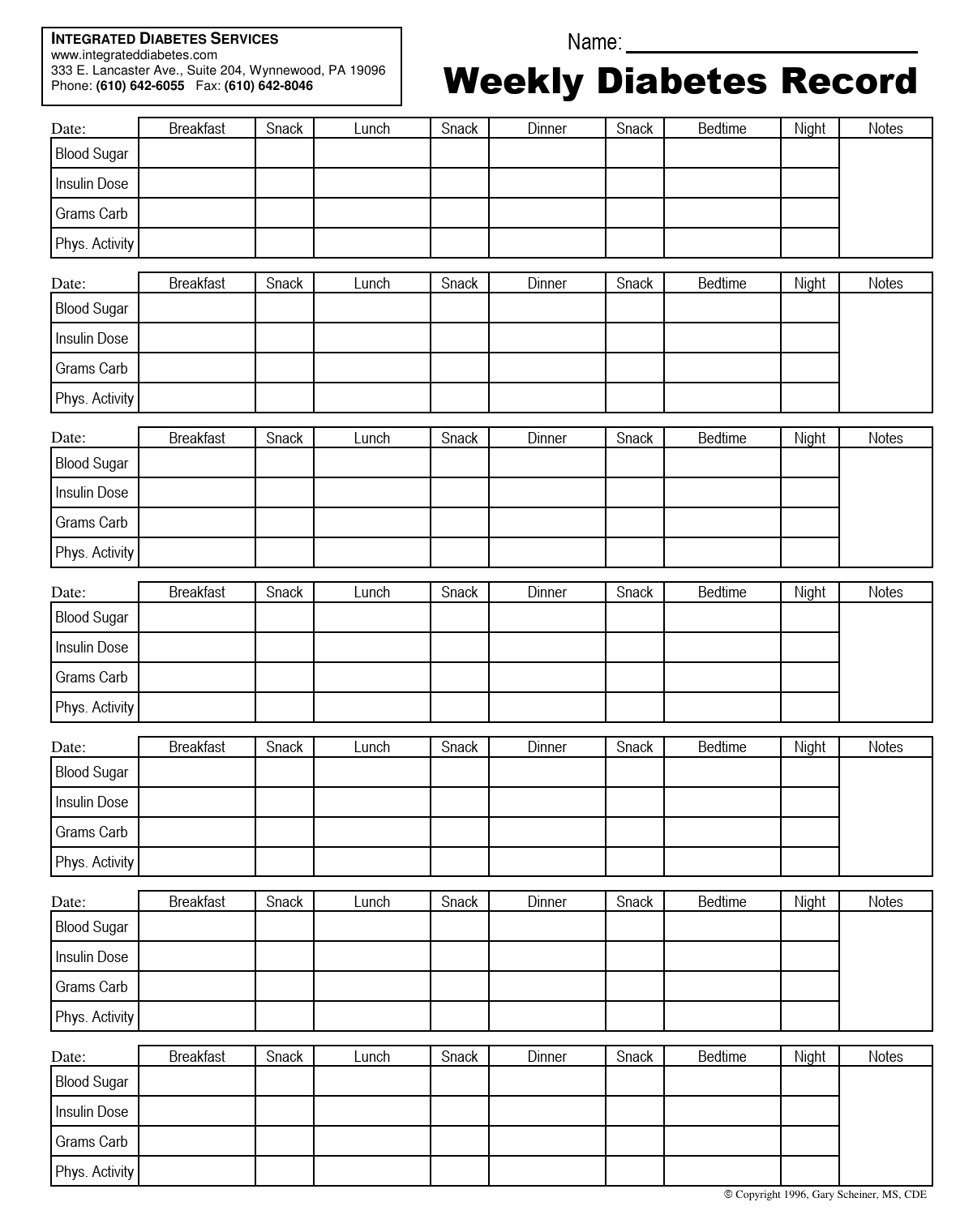 Free Diabetes Log Sheets In PDF And Word Formats Free Diabetes Log Sheets In PDF And Word Formats