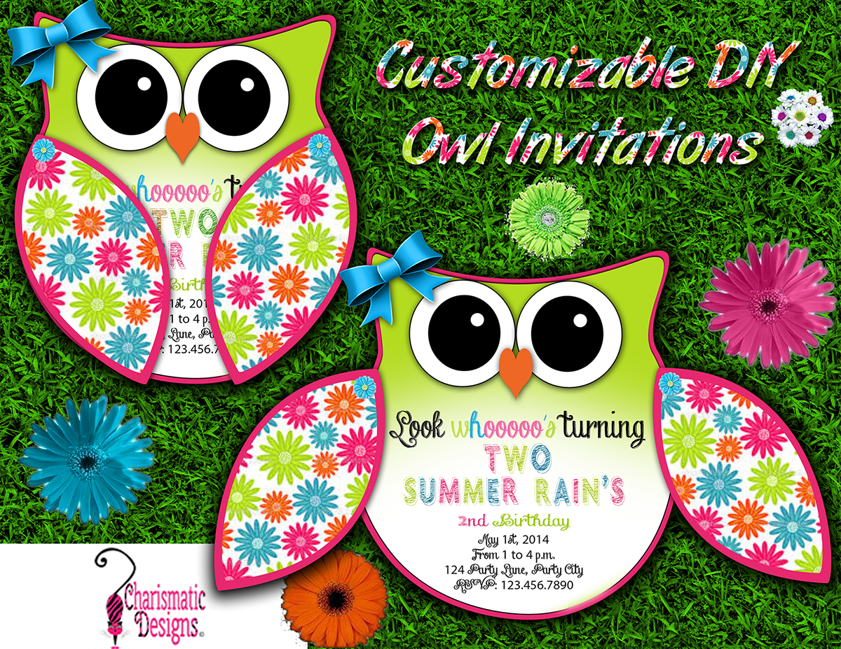 Free DIY Customizable Owl Invitation Printable Template 4 Images Behance