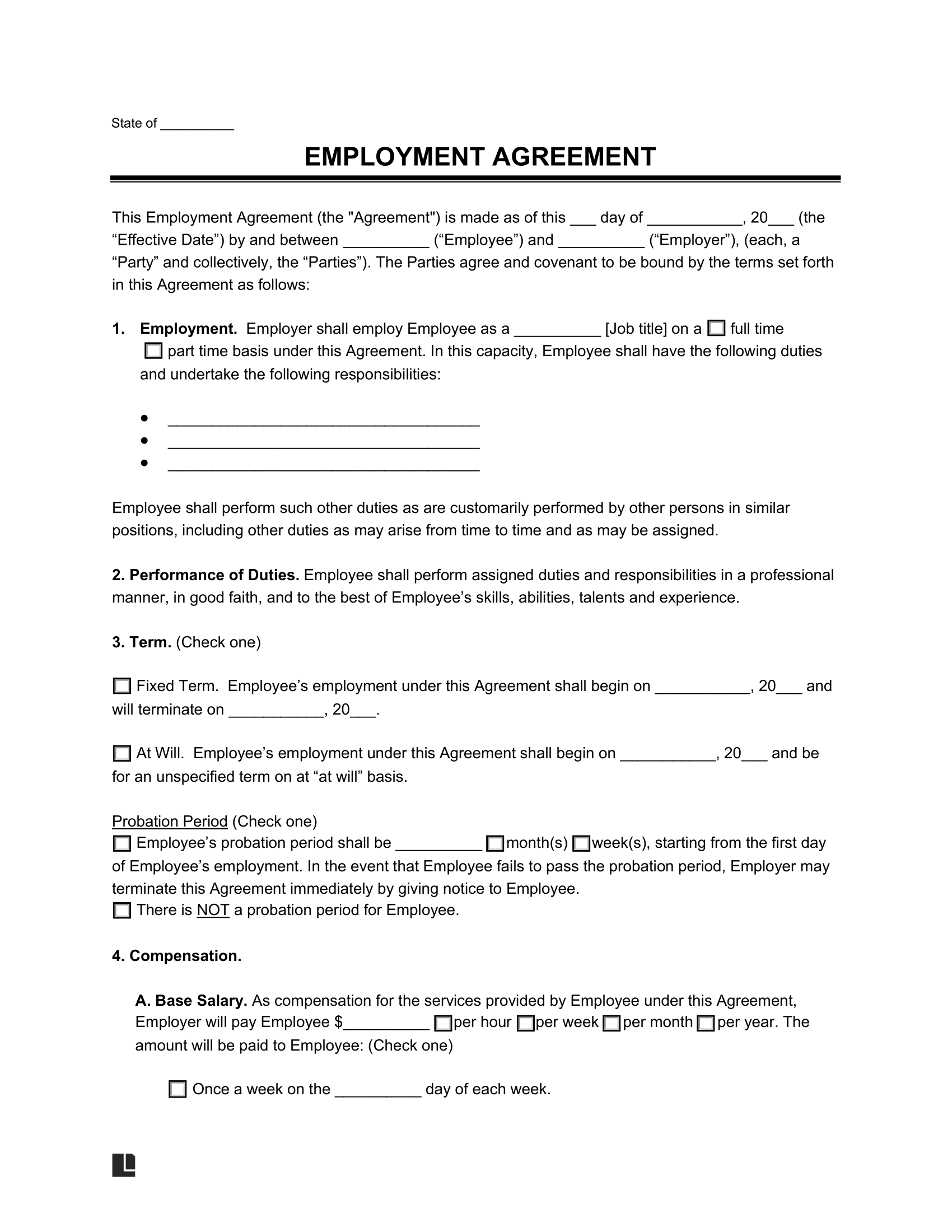 Free Employment Contract Templates Create Online