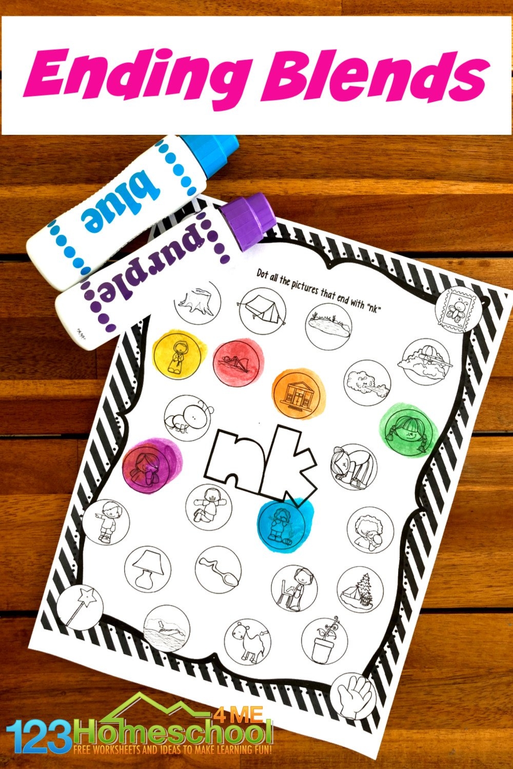 FREE Ending Blends Ng And Nk Worksheets With Do A Dot Markers