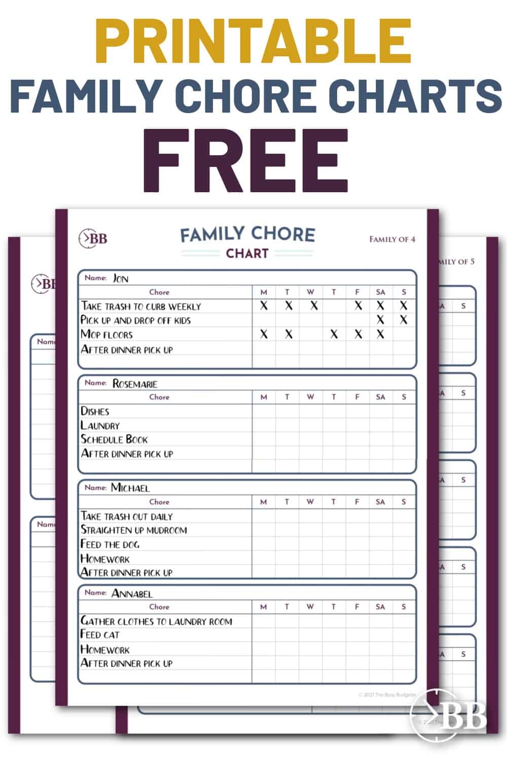 Free Family Chore Chart Printable The Busy Budgeter