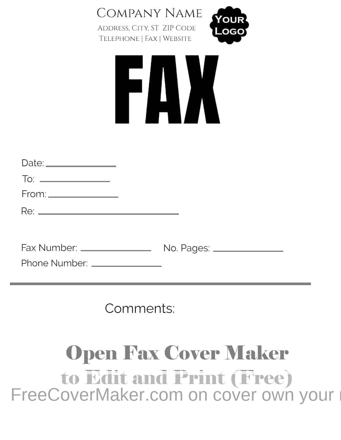Free Fax Cover Sheet Customize Online Then Print
