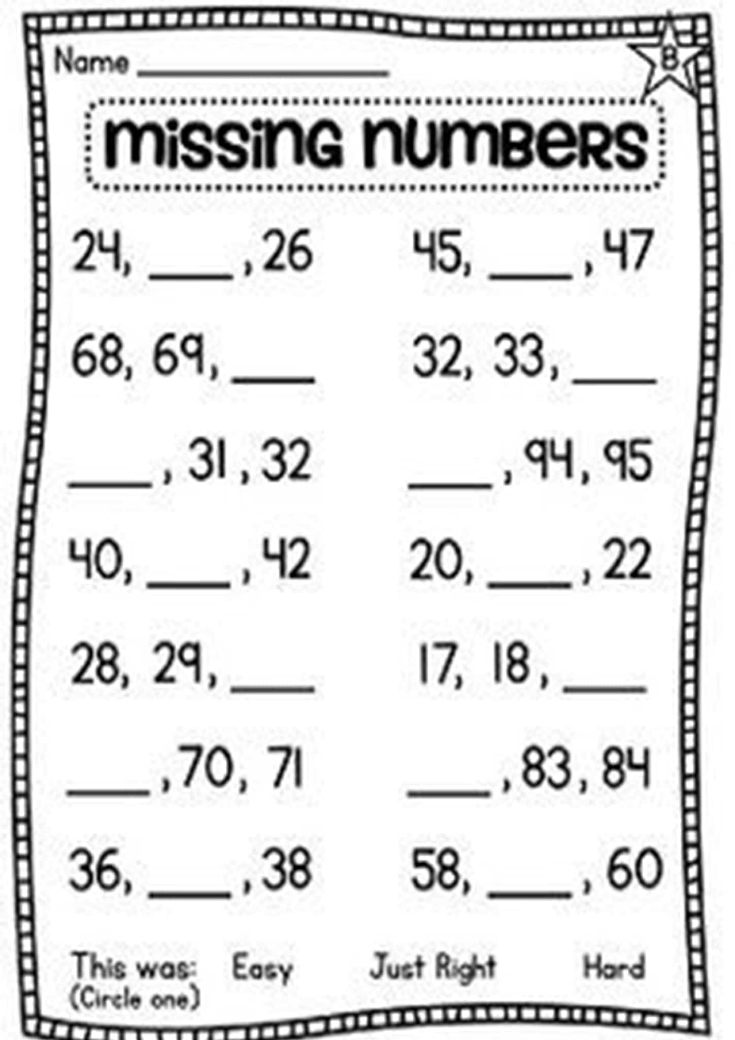Free Fun Missing Number Worksheets Tulamama