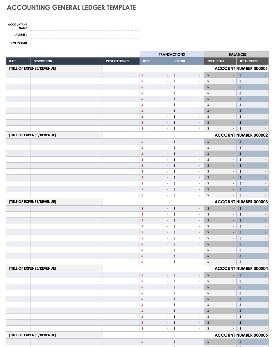 Printable Accounting Worksheet
