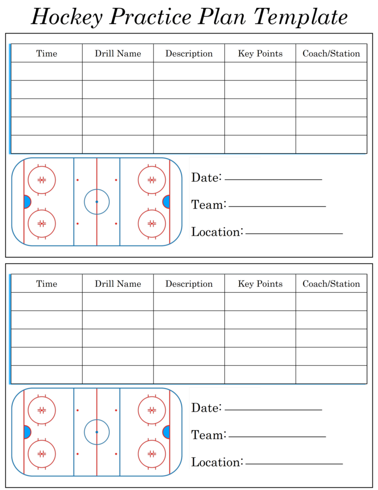 Free Hockey Practice Plan Templates For Organizing Drills And Scrimmages Printerfriendly