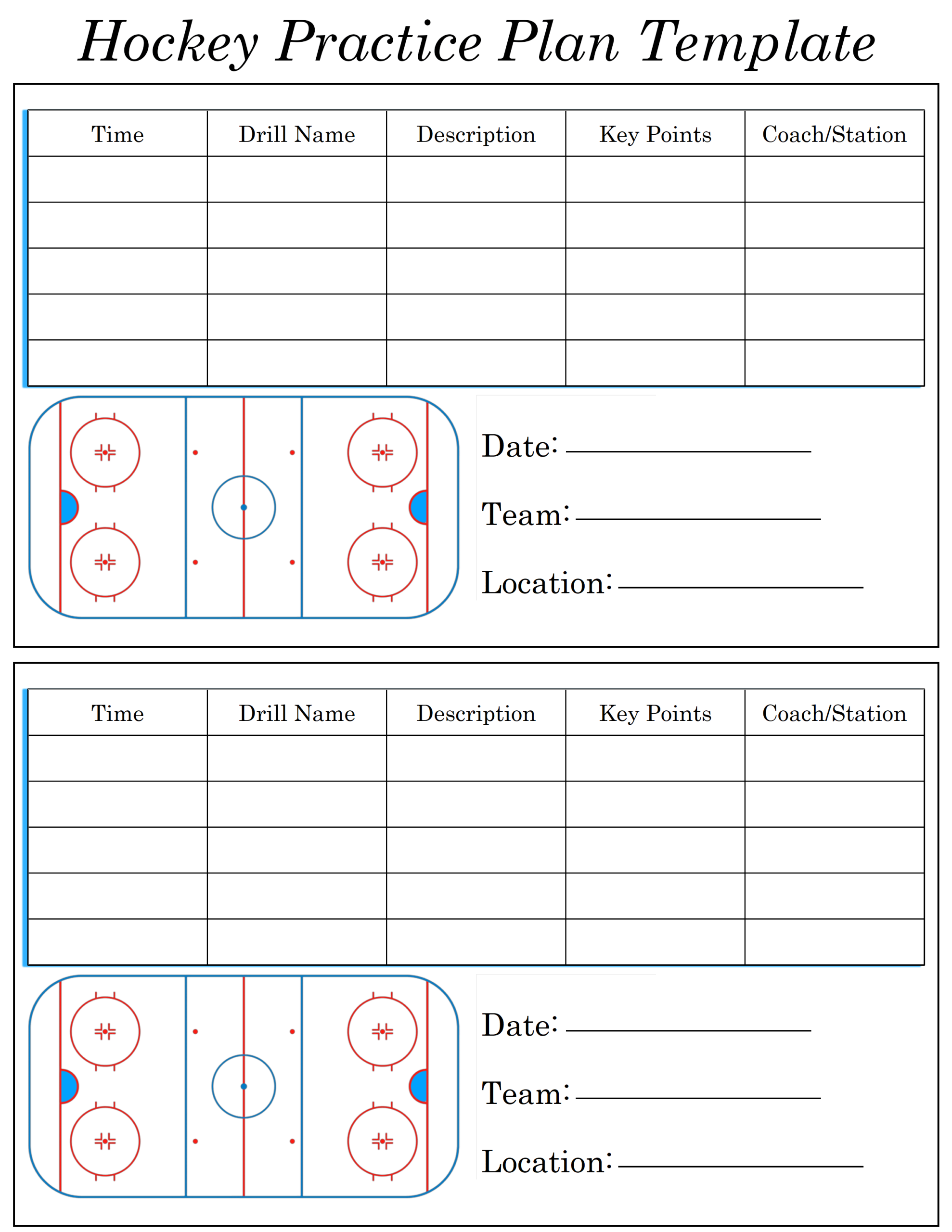 Free Hockey Practice Plan Templates For Organizing Drills And Scrimmages Printerfriendly