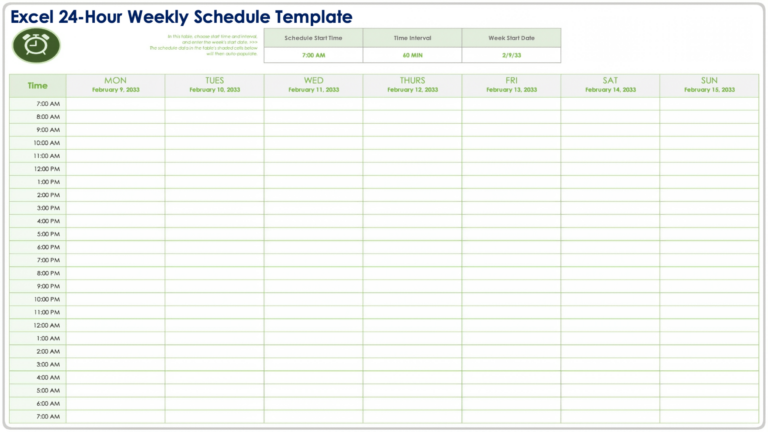 Free Hourly Schedule Templates All Formats Editable Printable