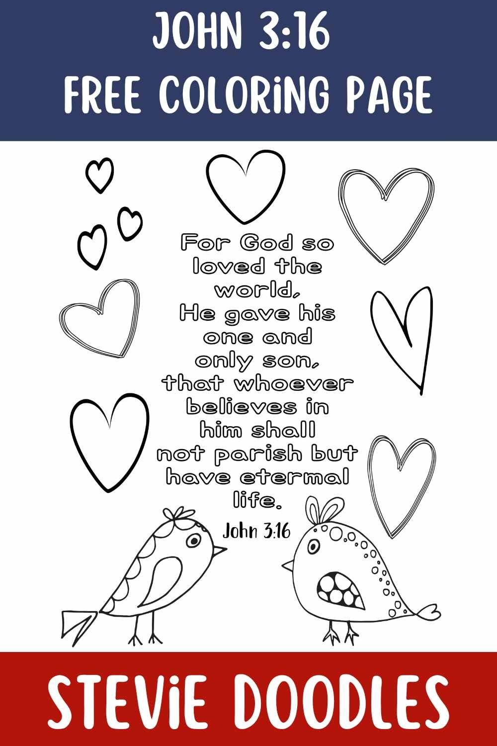 Free John 3 16 Coloring Pages Stevie Doodles