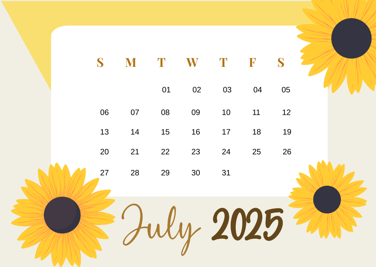 Sunflower July 2025 Calendar