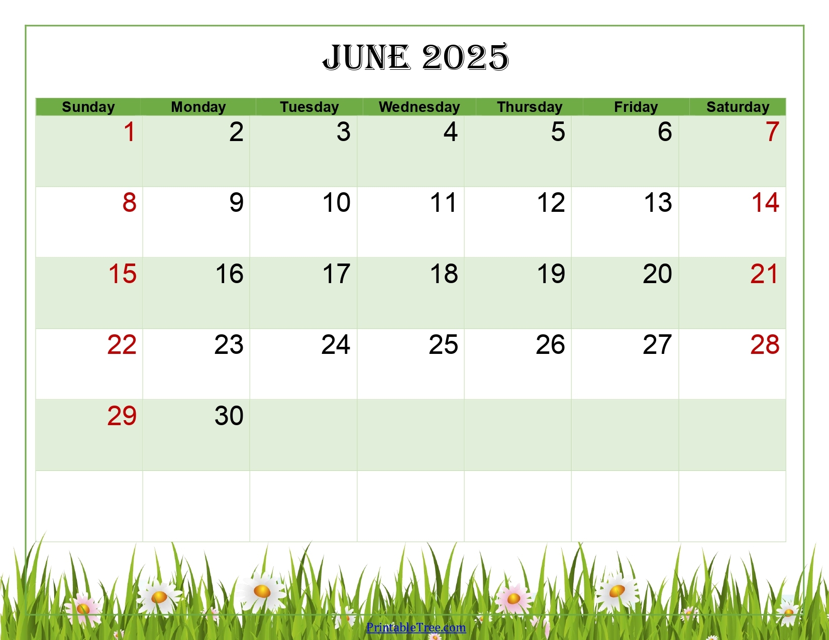 Free June 2025 Calendar Printable PDF Template With Holidays