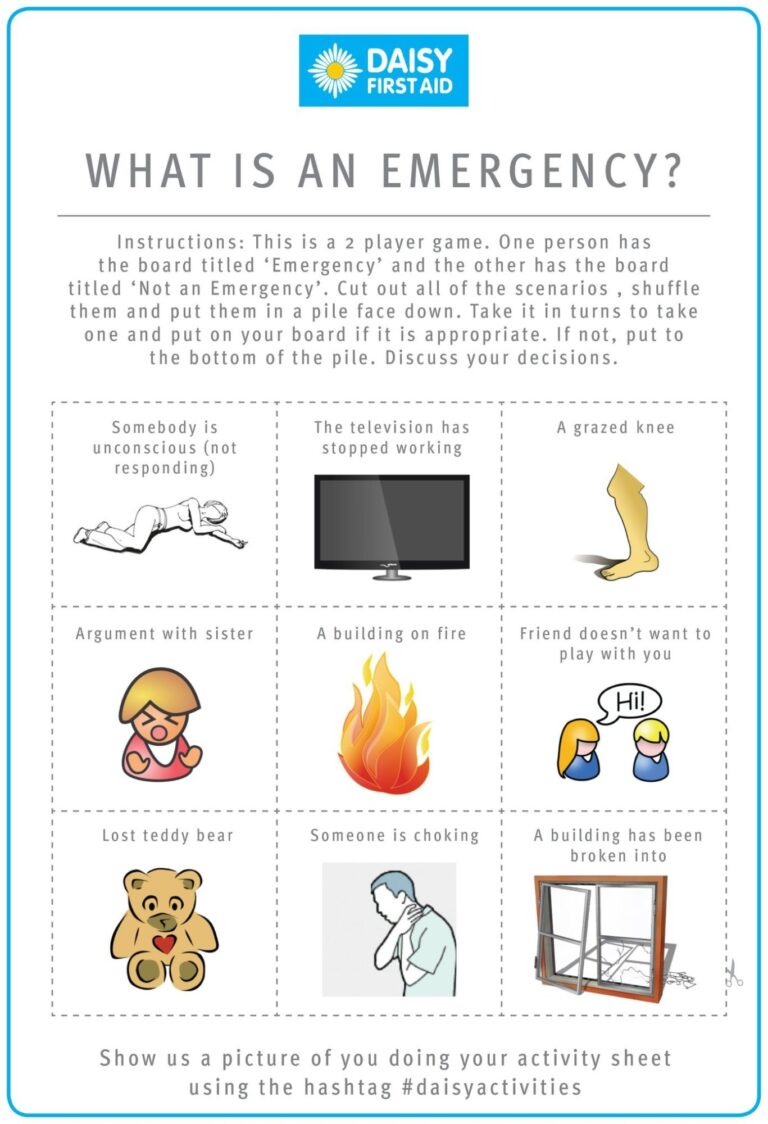 Free Kids Activity Sheets Daisy First Aid