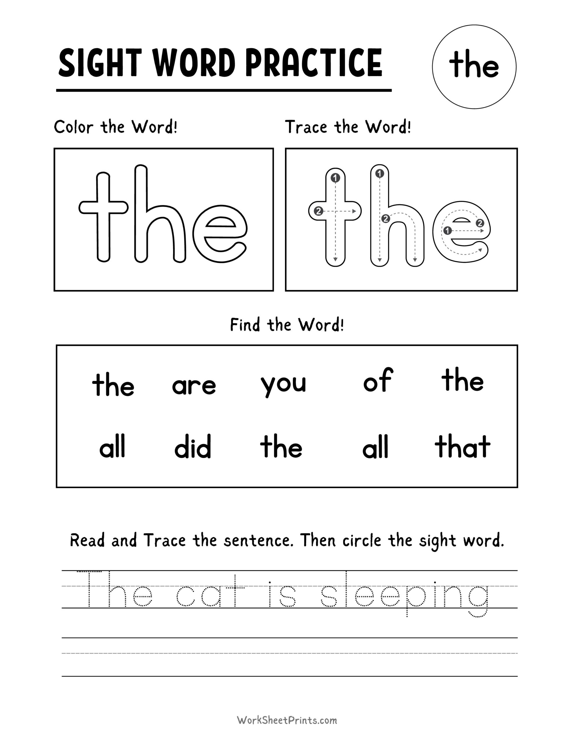 Free Sight Word Printable Worksheets