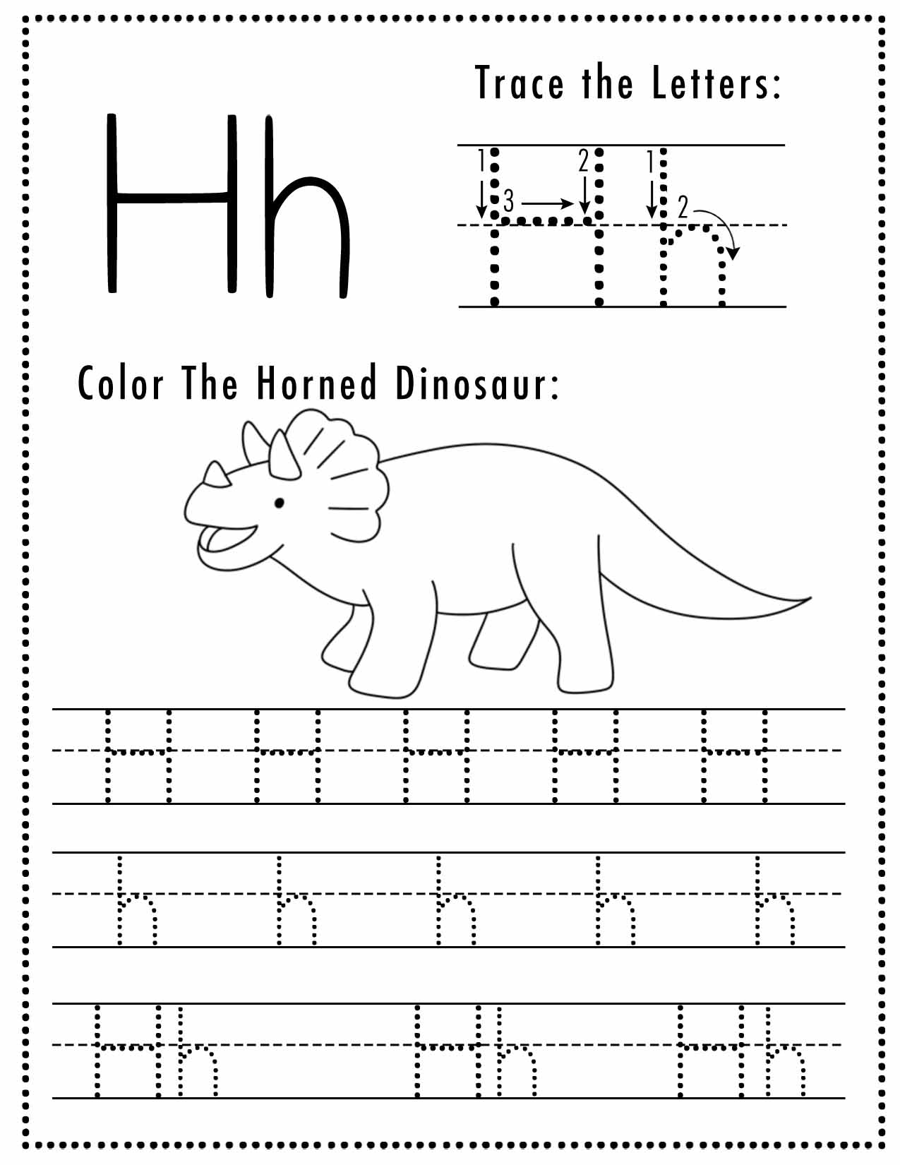 Free Letter H Tracing Worksheet Printable Dinosaur Themed Sly Spoon Free Letter H Tracing Worksheet Printable Dinosaur Themed Sly Spoon