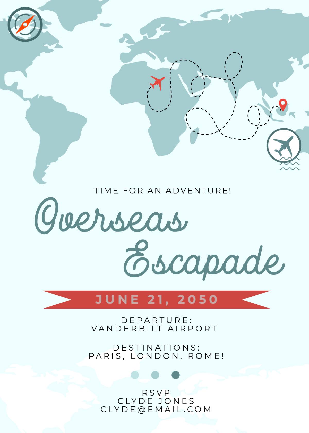 Free Map Travel Invitation Design Template To Edit Online