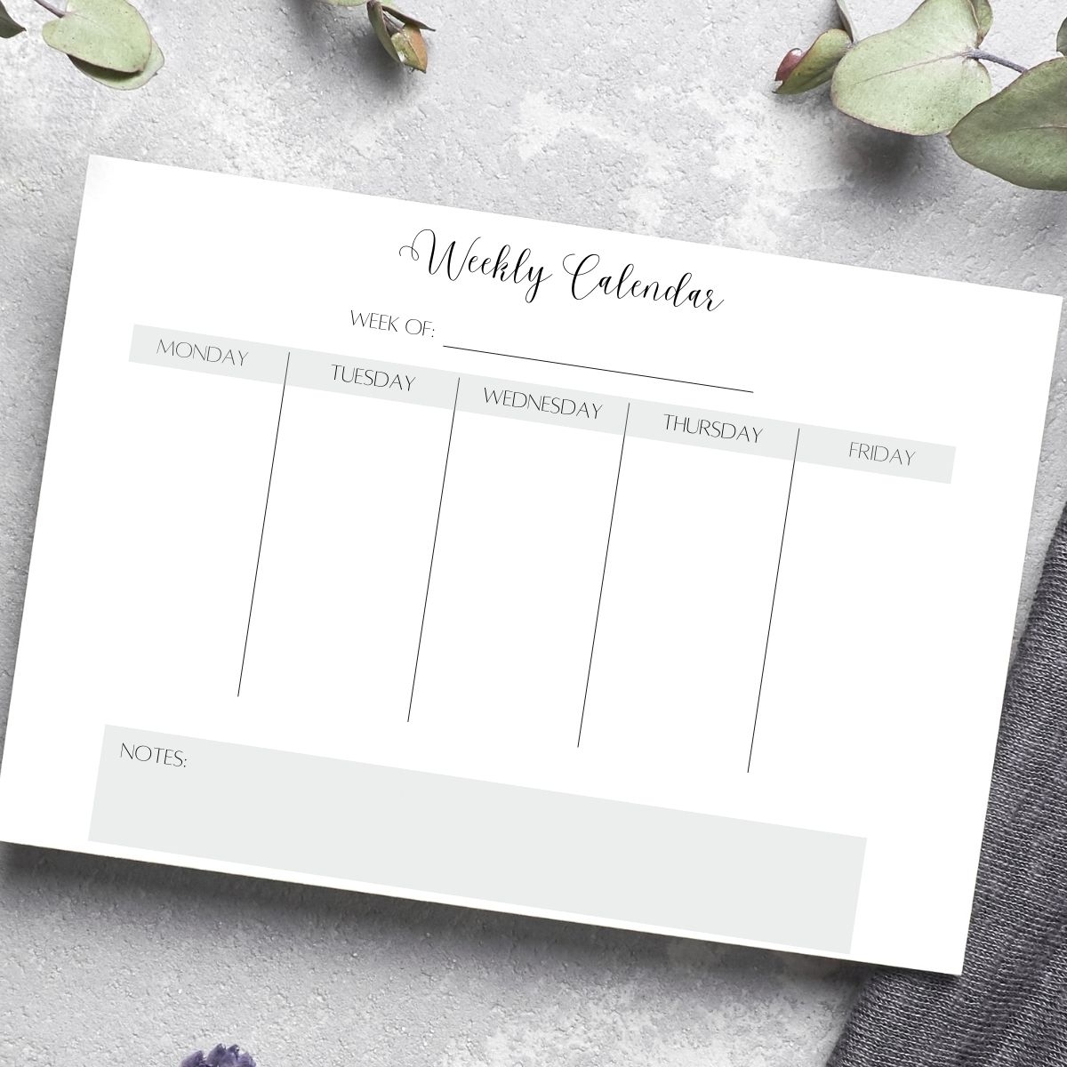 Free Monday Through Friday Printable Calendar Weekly And Monthly