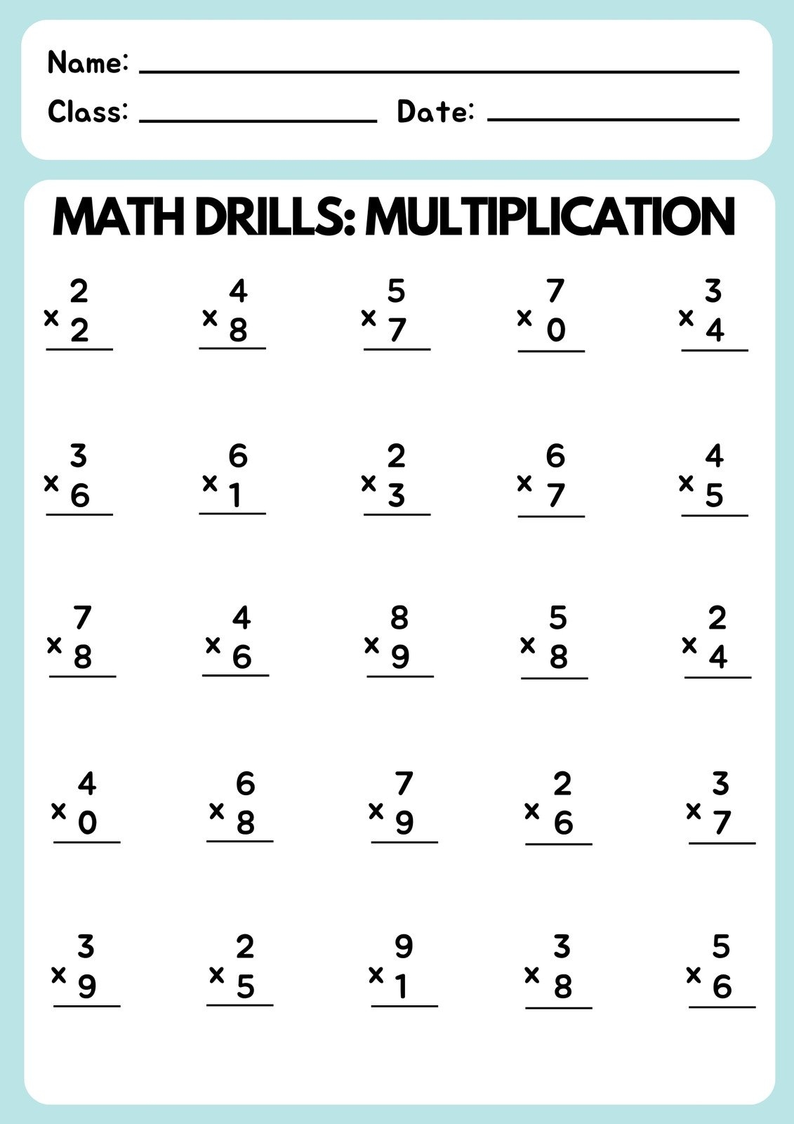 Free Multiplication Worksheet Templates To Use And Print Worksheets Library