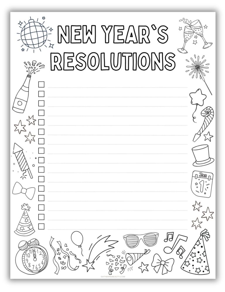 Free New Year s Resolutions Printable To Colour Gathering Beauty