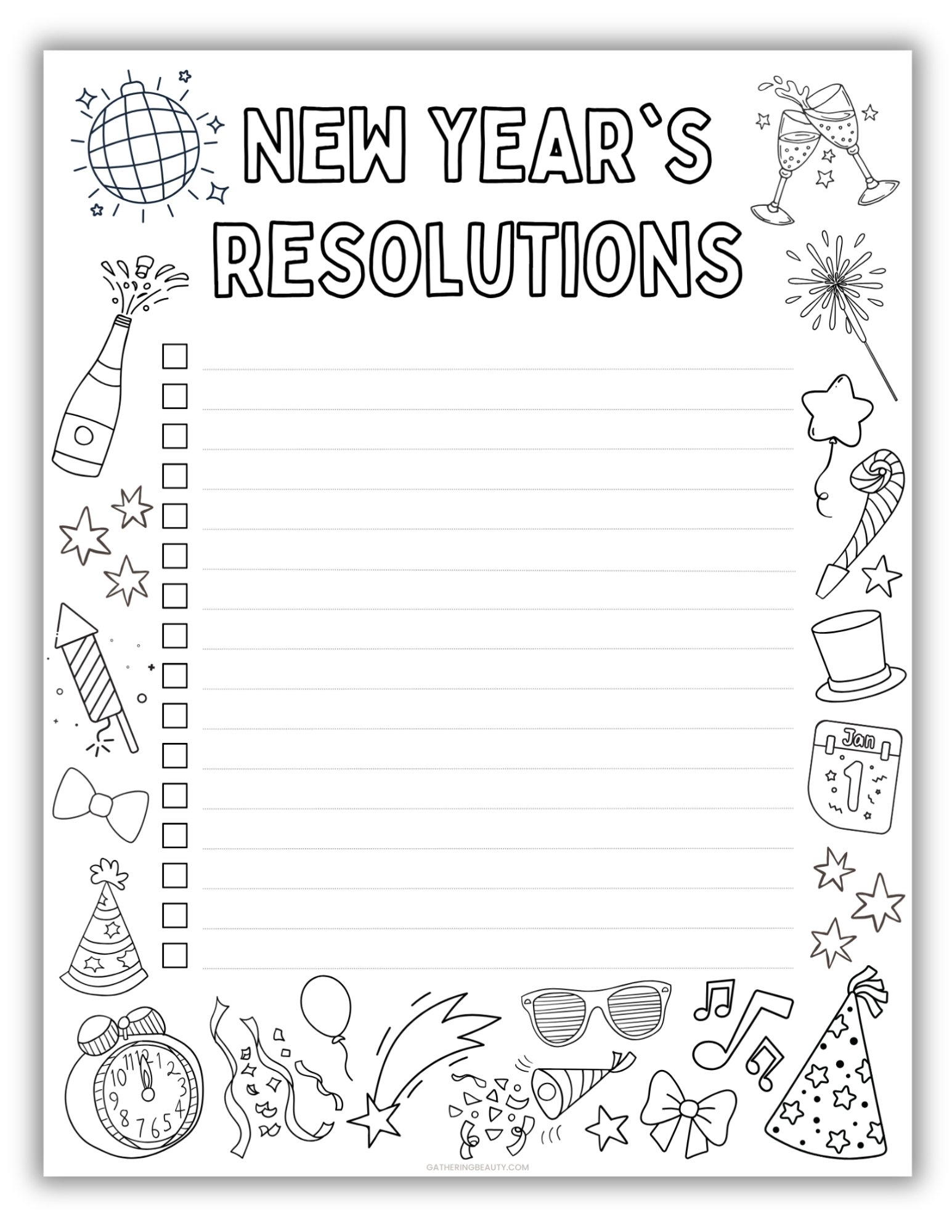 Free New Year s Resolutions Printable To Colour Gathering Beauty