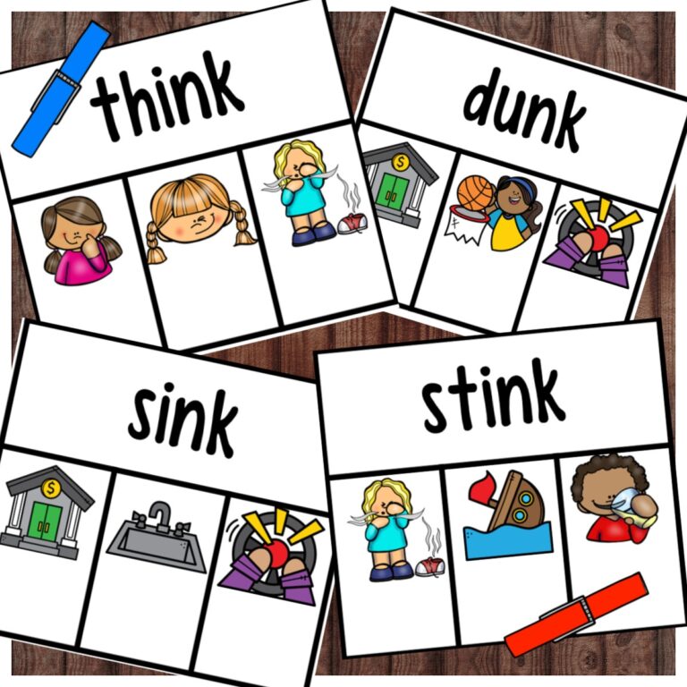 FREE nk Ending Consonant Blends Clip Cards Activity