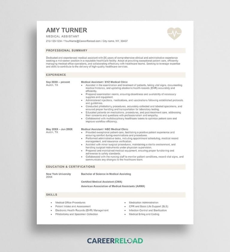 Free Nurse Resume Template Amy Career Reload