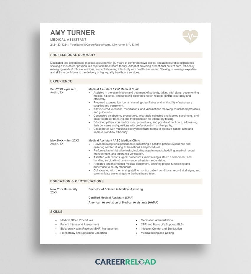 Free Nurse Resume Template Amy Career Reload