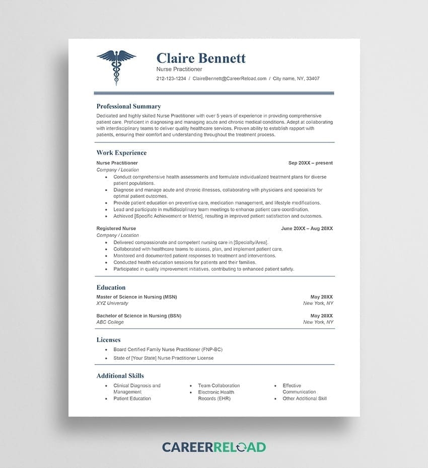 Free Nursing Resume Template Career Reload