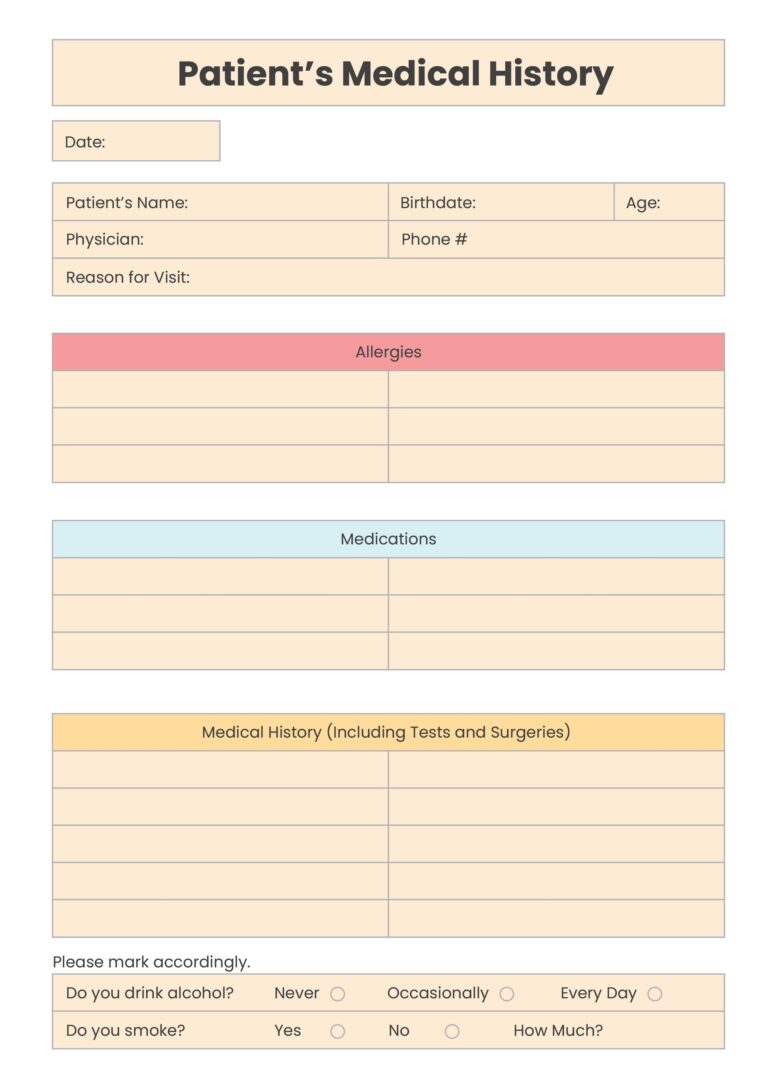 Free Patient Chart Templates Editable And Printable