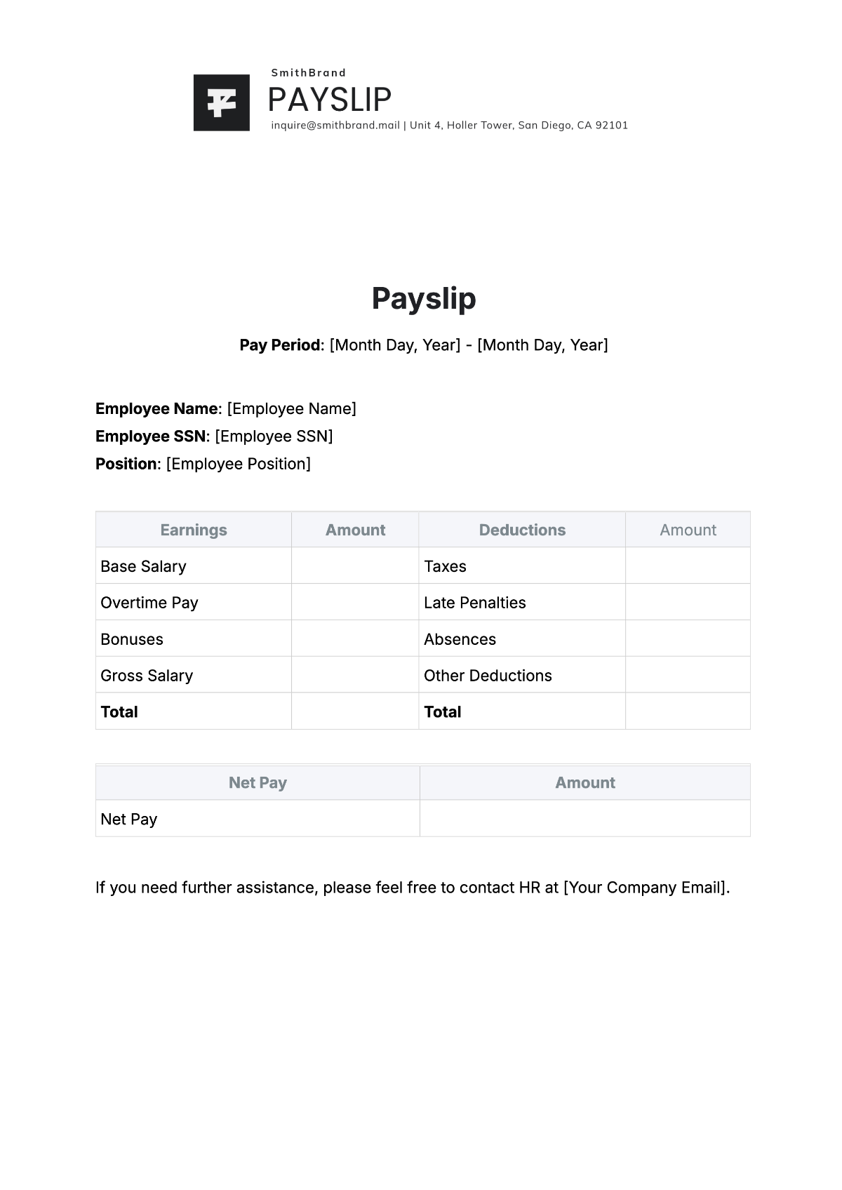 Free Printable Payslip Template South Africa