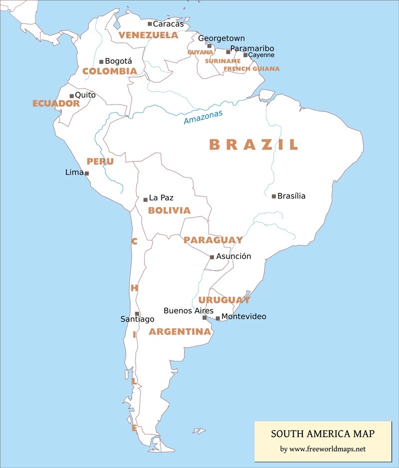 Free PDF Maps Of South America