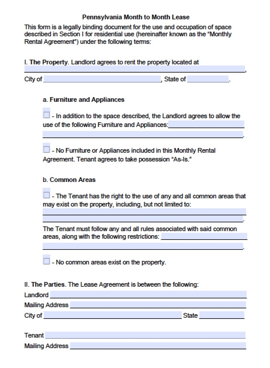 Free Pennsylvania Rental Lease Agreement Templates PDF Word Free Pennsylvania Rental Lease Agreement Templates PDF Word